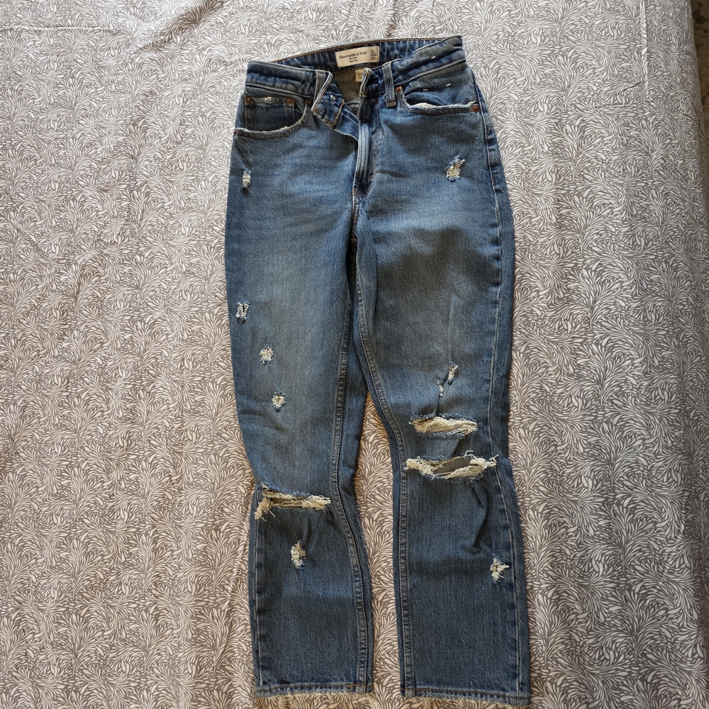 Abercrombie & Fitch Light Blue Distressed Jeans
